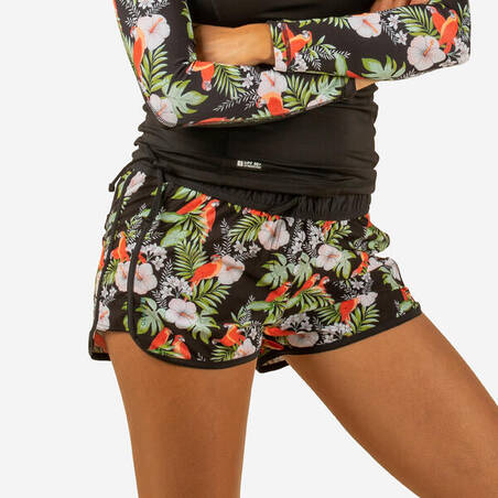 Women's boardshorts with elastic waistband and drawstring TINI PARROT