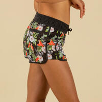 Boardshort surf femme TINI PARROT avec ceinture élastiquée et cordon de serrage