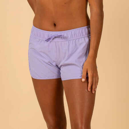 Boardshort Surf Tini Mujer Morado Cintura Elástica Cordón Ajuste