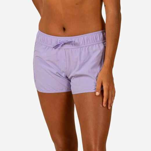 Boardshort Surf Tini Mujer Morado Cintura Elástica Cordón Ajuste