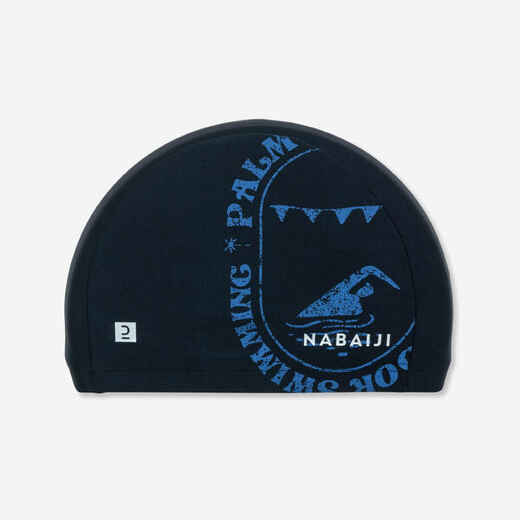 Gorra de natación de punto negra con azul con estampado Tiki