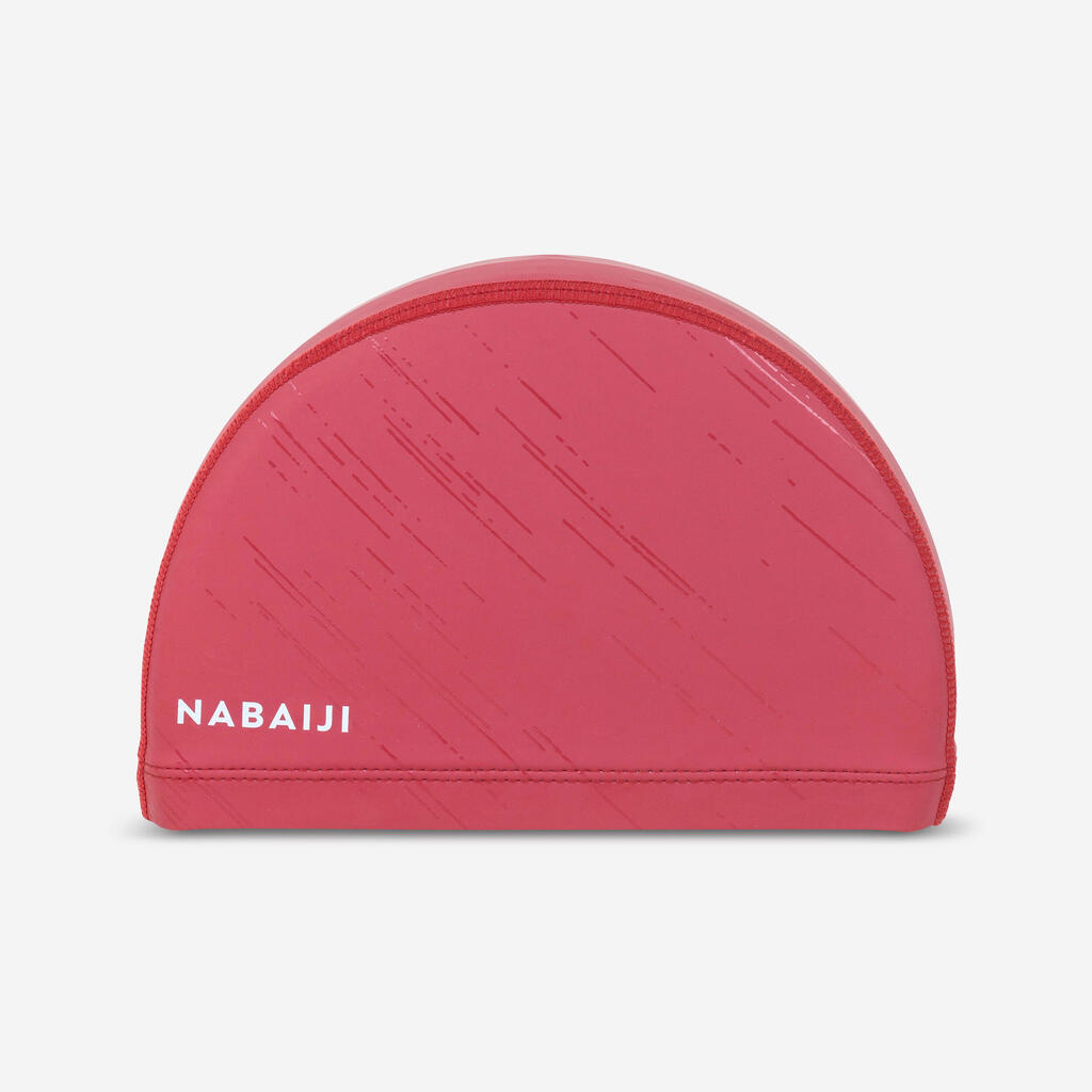 Bonnet de bain en maille enduite - tissu imprimé - taille m - rouge diag rubi