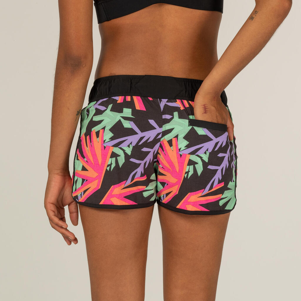 Boardshort surf femme TINI HAWAII avec ceinture élastiquée et cordon de serrage