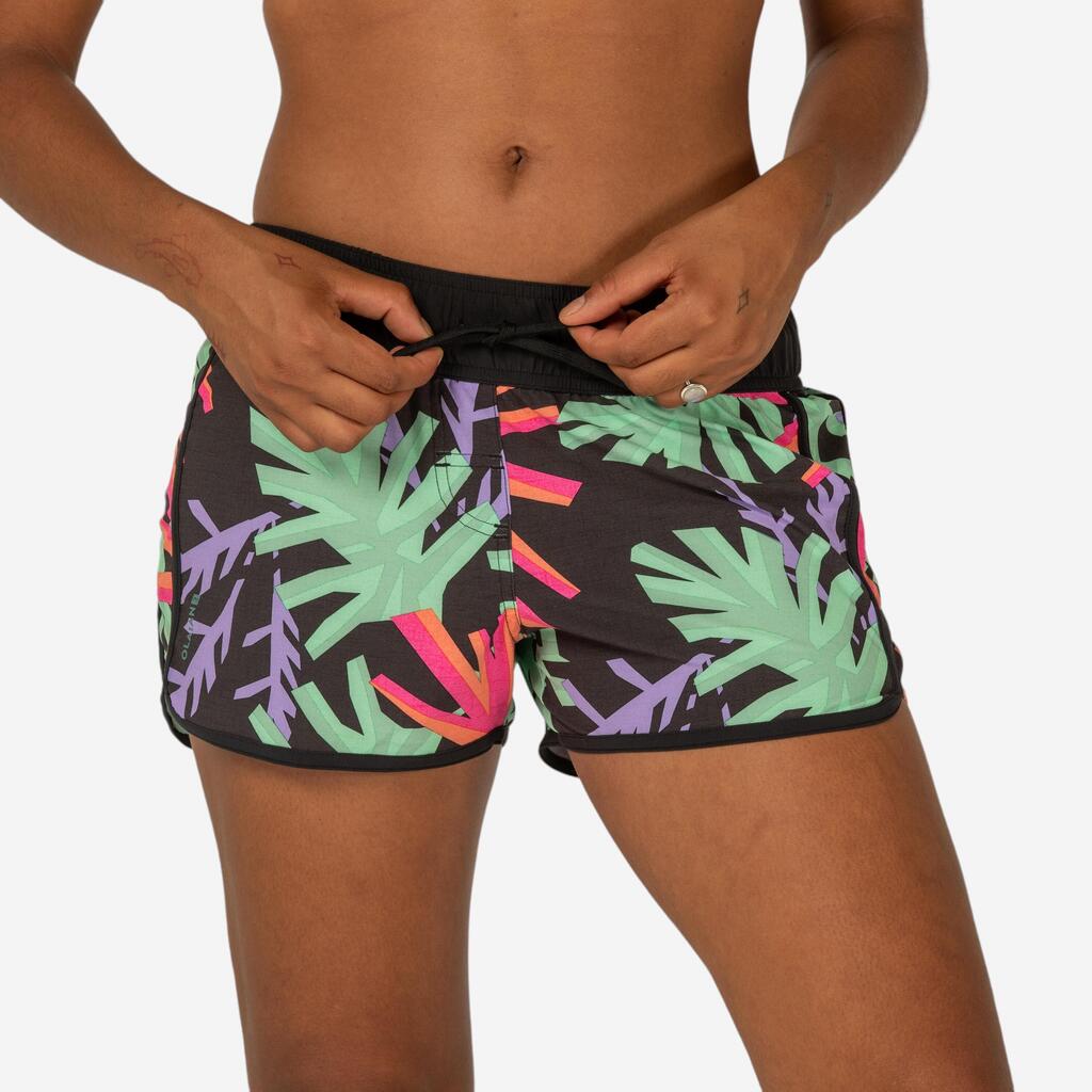 Boardshort surf femme TINI KAKI avec ceinture élastiquée et cordon de serrage