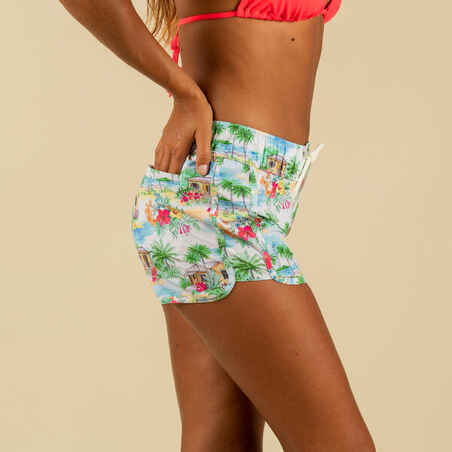 Boardshort surf femme TINI COCO avec ceinture élastiquée et cordon de serrage