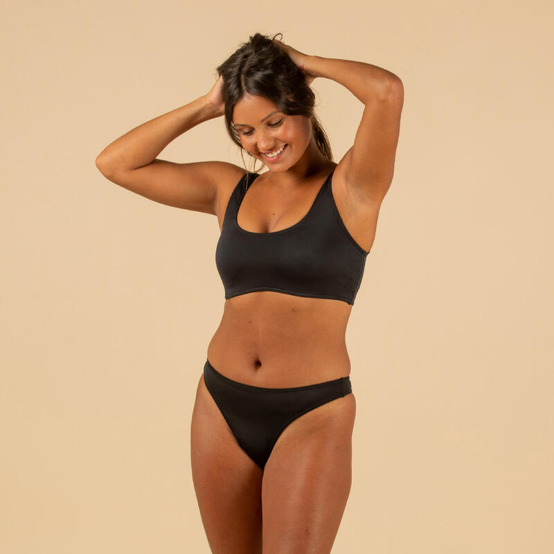 Top bikini Mujer surf deportivo rellenos extraíbles negro