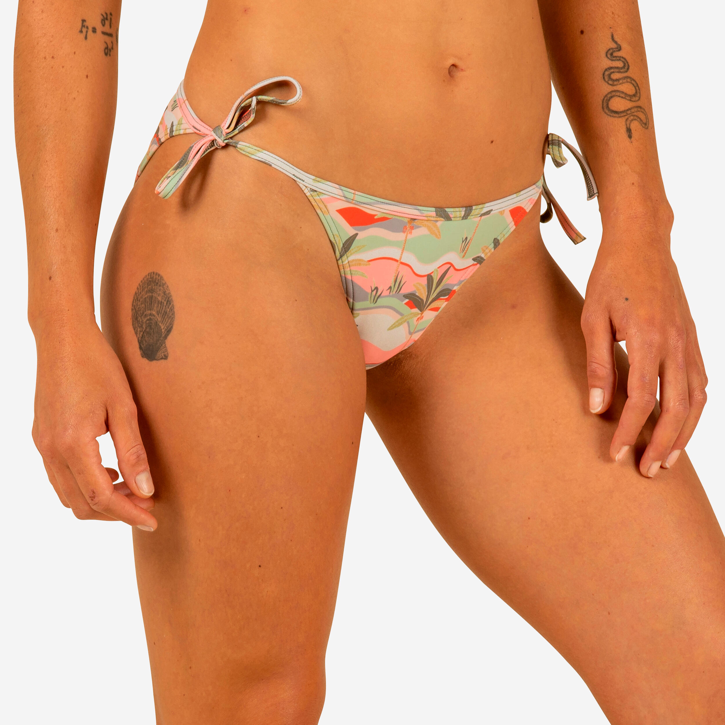 Olaian - Culotte Nouée Femme Surf Sofy Palmerai - Bas De Maillot De Bain (bikini) - Surf Bodyboard Ski Nautique - Beige - 44l - Decathlon