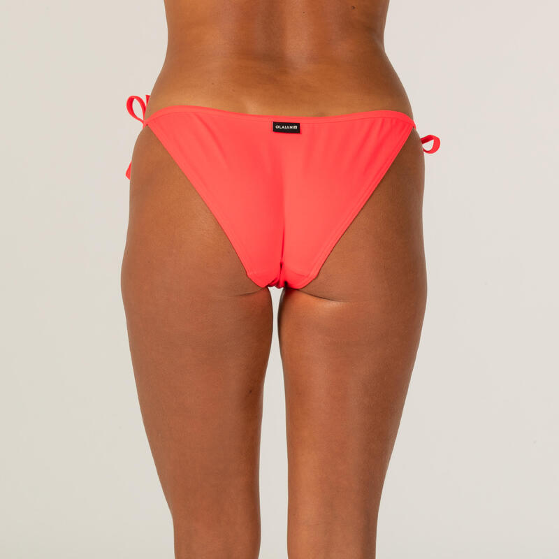 Bikini-Hose Damen seitlich gebunden - Sofy korallenrot/neon