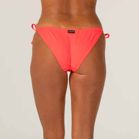 WOMEN'S SIDE-TIE BIKINI BOTTOMS SOFY NEON CORAL