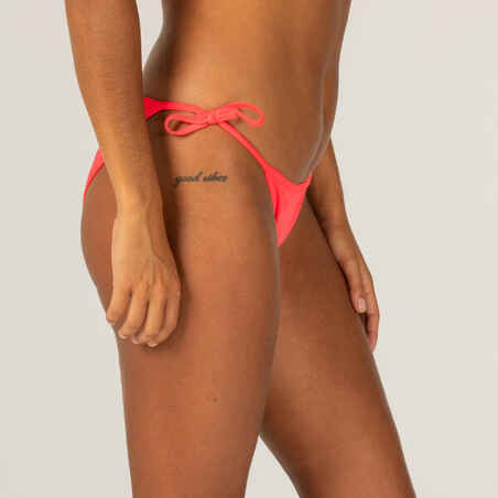 WOMEN'S SIDE-TIE BIKINI BOTTOMS SOFY NEON CORAL