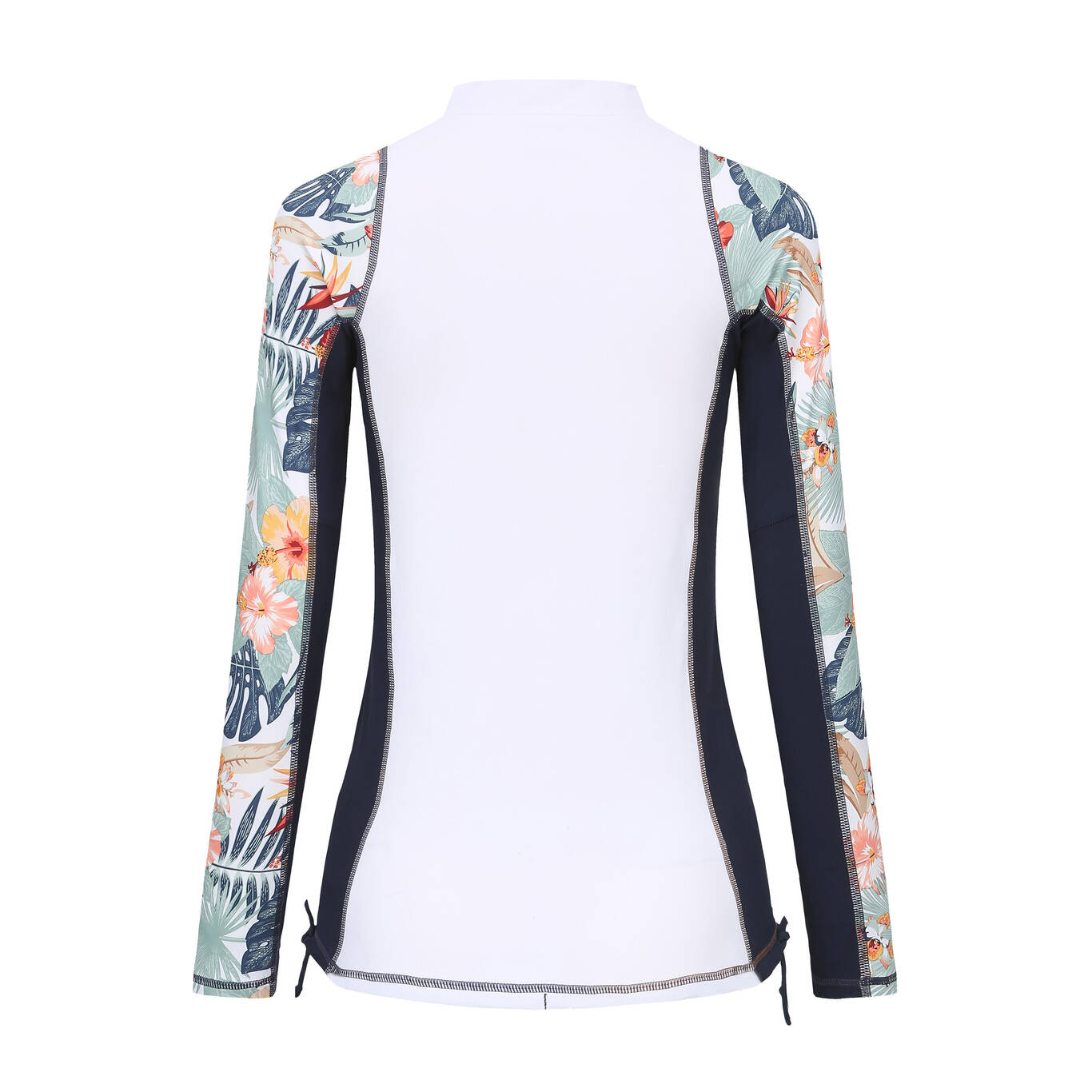 Women's Long Sleeve TShirt UVProtection Surf Top 500 WHITE/PRINT