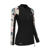 Women's long sleeve t-shirt UV-protection surf top 500 BLK/PRINT