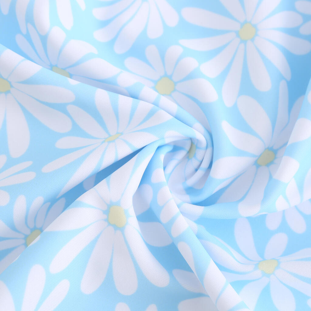 Maillot de bain jupe une pièce pour fille - CN P MINI AMBRE MARGUERITES BLEU