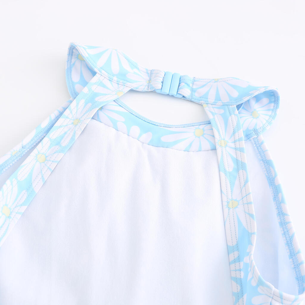 Maillot de bain jupe une pièce pour fille - CN P MINI AMBRE MARGUERITES BLEU