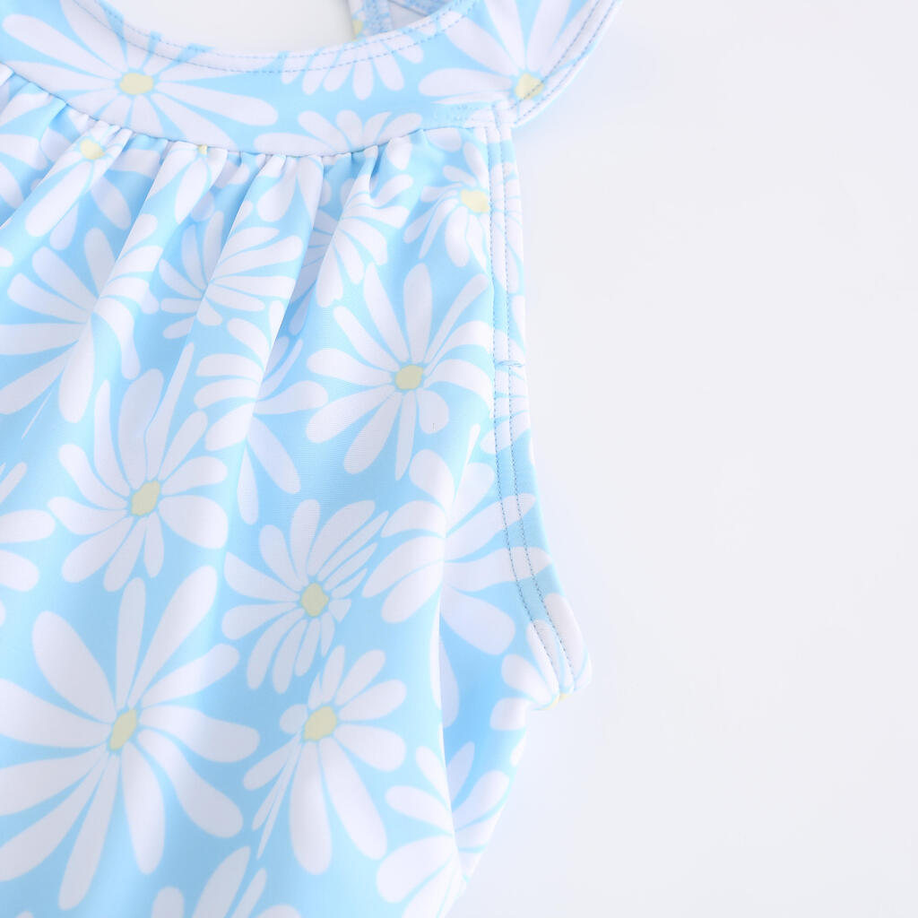 Maillot de bain jupe une pièce pour fille - CN P MINI AMBRE MARGUERITES BLEU