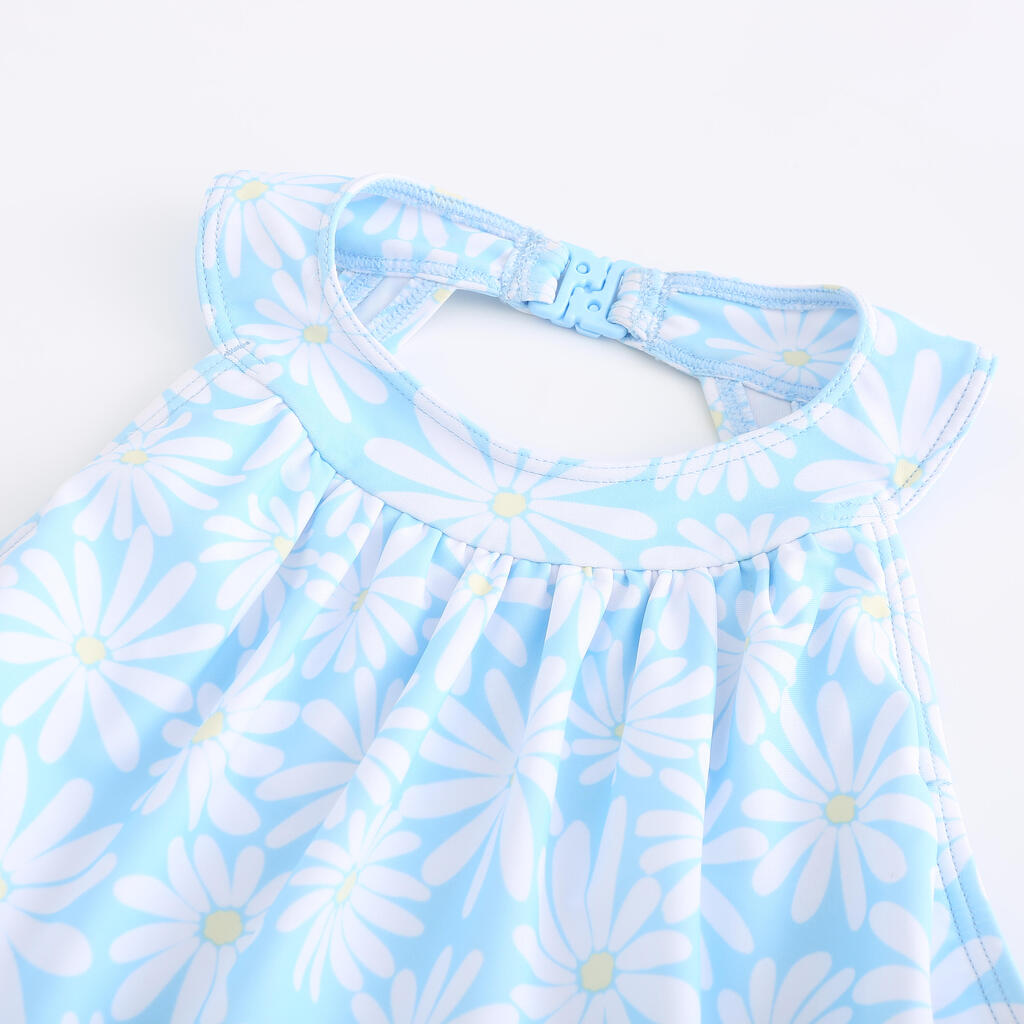 Maillot de bain jupe une pièce pour fille - CN P MINI AMBRE MARGUERITES BLEU