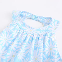 Maillot de bain jupe une pièce pour fille - CN P MINI AMBRE MARGUERITES BLEU