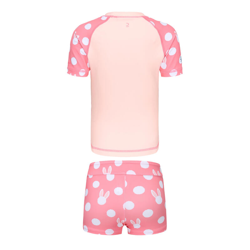 Girl's swimsuit two-piece shorty coral pink