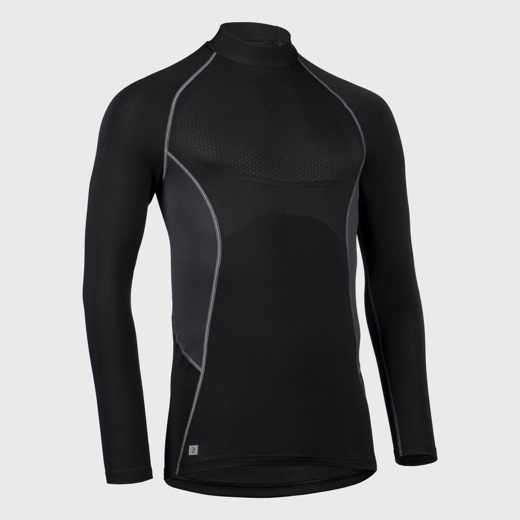 Men's Long-Sleeved Rugby Base Layer Top R500 - Black