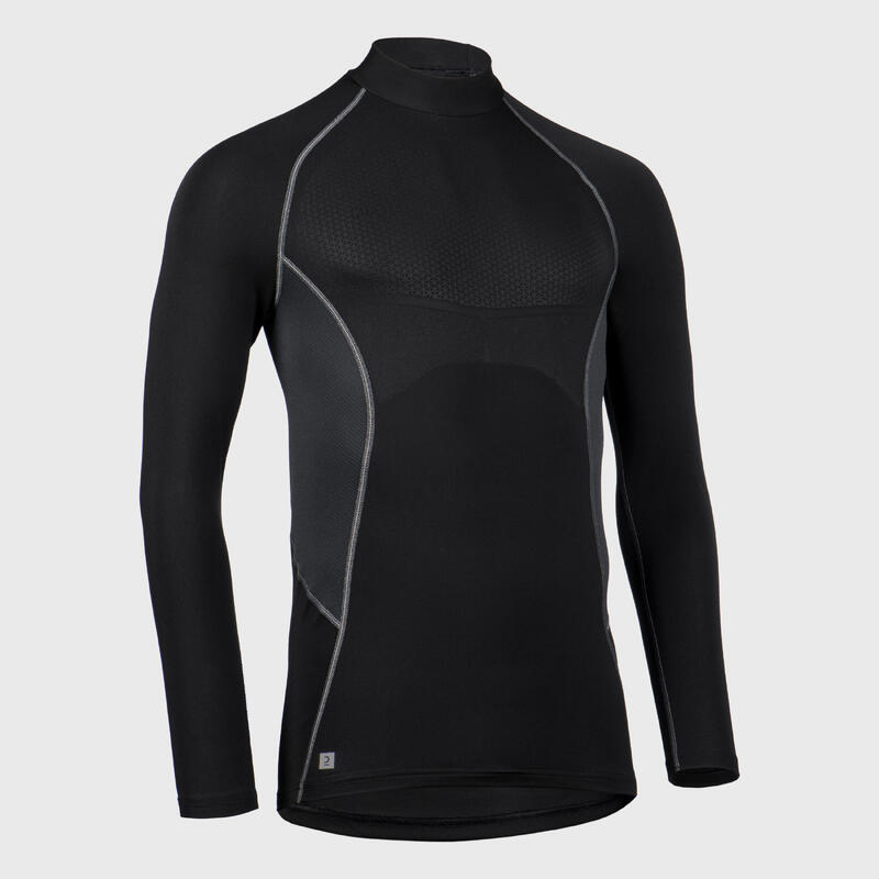 Camisola Térmica de Manga Comprida Rugby Homem R500 Preto