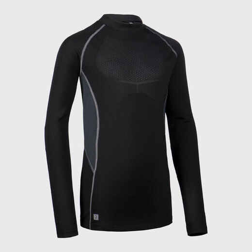 Kids' Long-Sleeved Rugby Base Layer Top R500 - Black