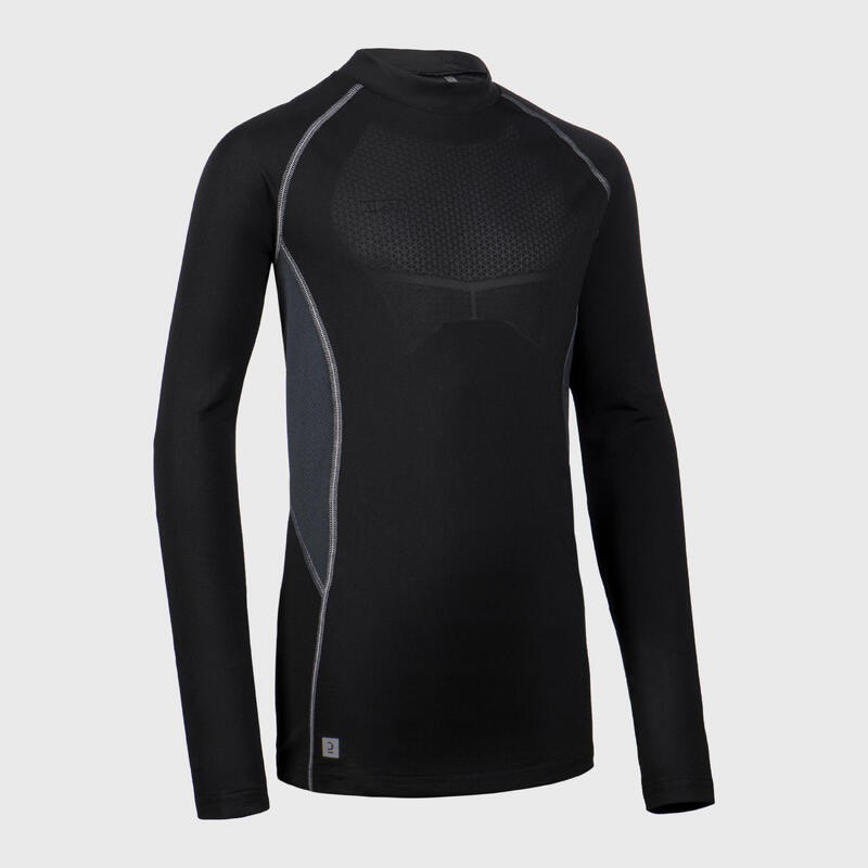 CAMISOLA TÉRMICA DE RUGBY CRIANÇA R500 PRETO