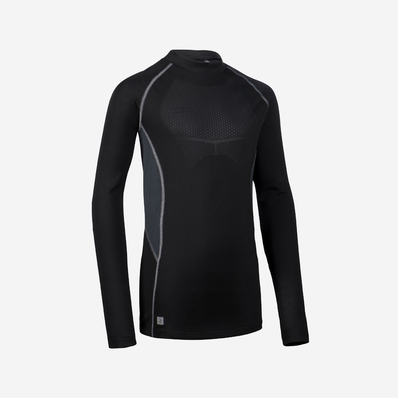 SOUS MAILLOT MANCHES LONGUES DE RUGBY ENFANT R500 NOIR pour les clubs et collectivites Decathlon Pro