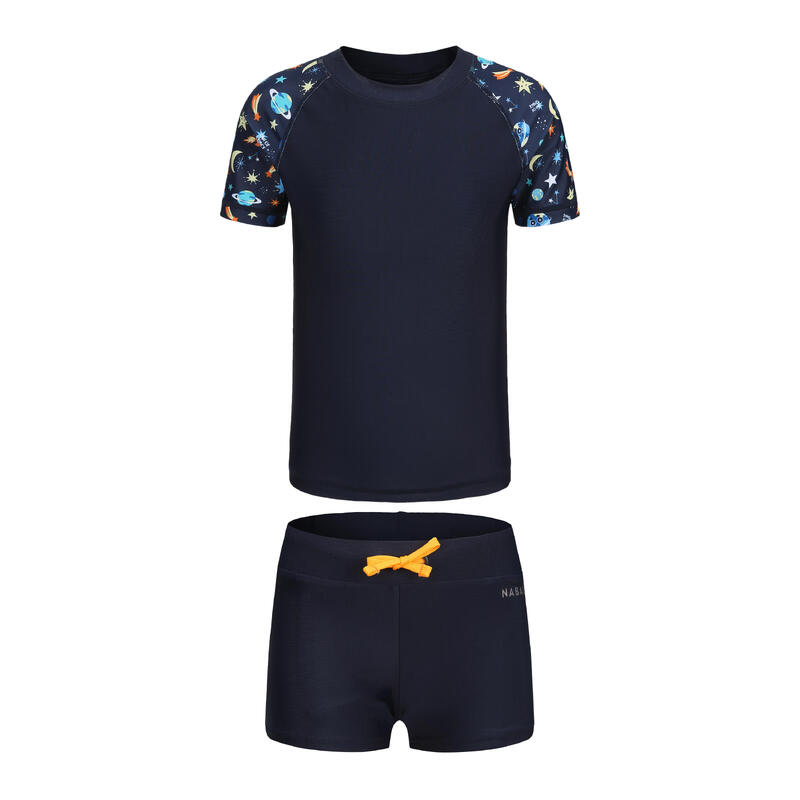 Boy's swimsuit two-piece shorty navy blue