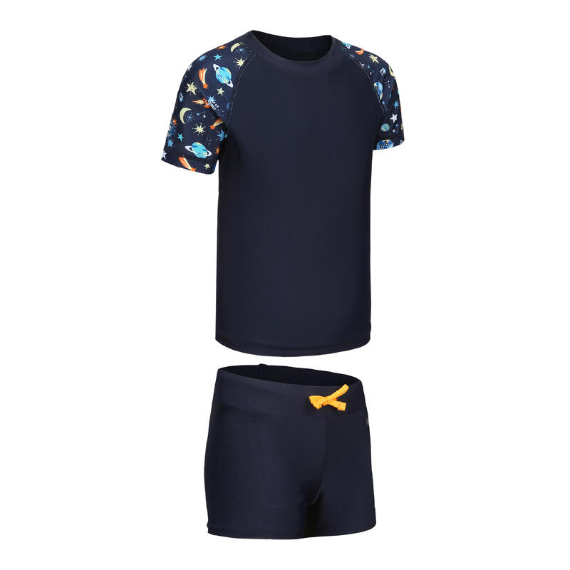 Boy's swimsuit two-piece shorty navy blue