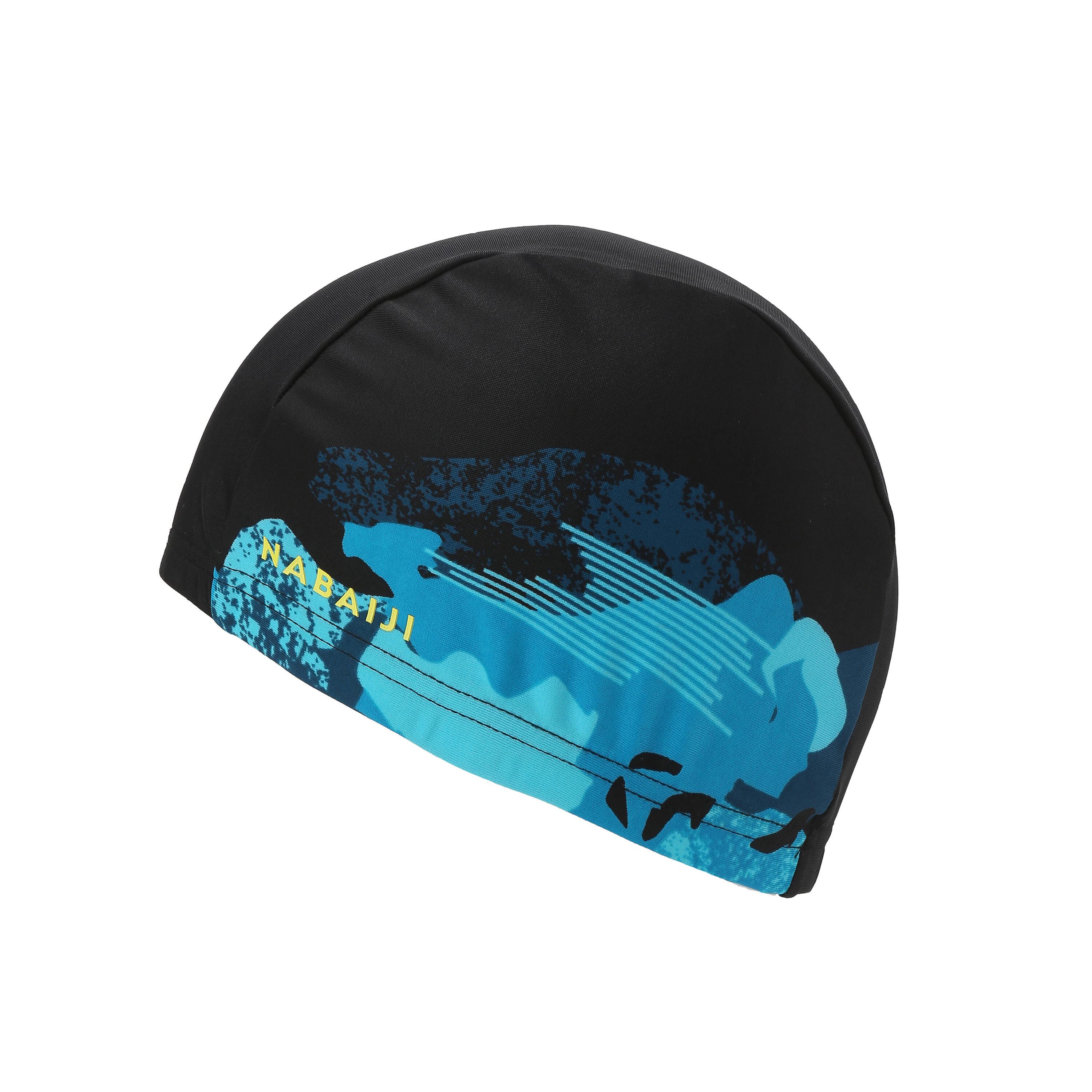 NABAIJI Látková plavecká čiapka s potlačou Camo čierno-modrá čierna L