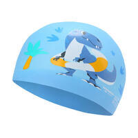 Bonnet de Bain en Silicone - Taille Unique - Dino Bleu Orange