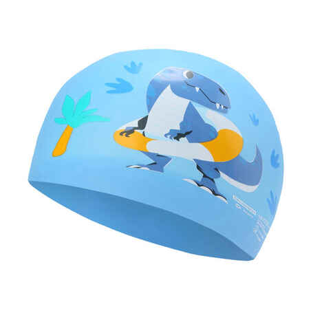 SILICONE swim cap - One size - Dino blue orange