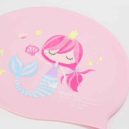 Silicone swim cap - One size - Mermaid pink blue