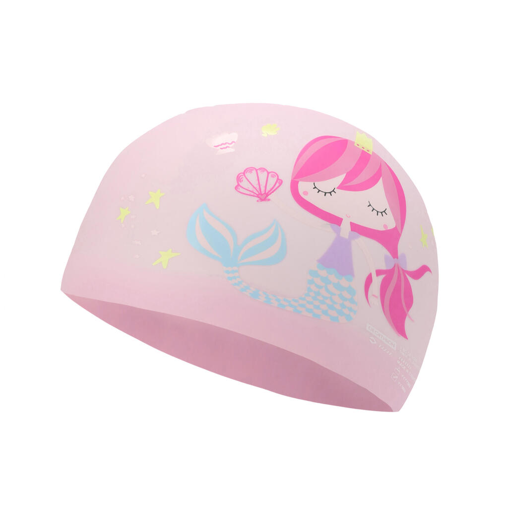Bonnet de bain en silicone - taille unique - mermaid rose bleu