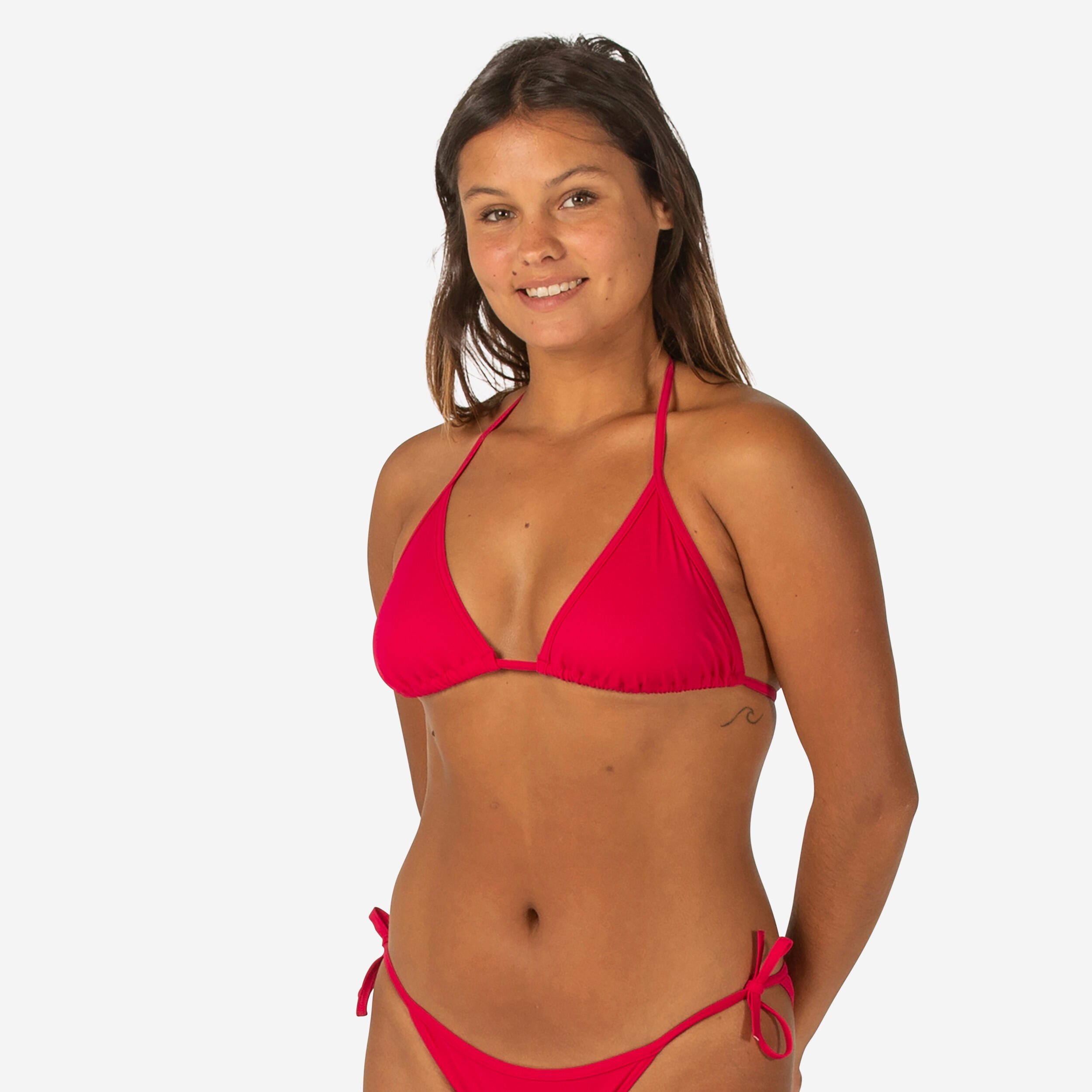 Olaian - Haut De Maillot De Bain Femme Triangle Coulissant Mae Rouge - Haut De Maillot De Bain (bikini) - Surf Bodyboard Ski Nautique - Rose-rouge -