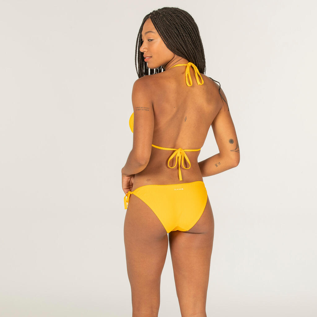 Bas de maillot culotte nouée surf texturé Femme - Sofy folk petrol bleue