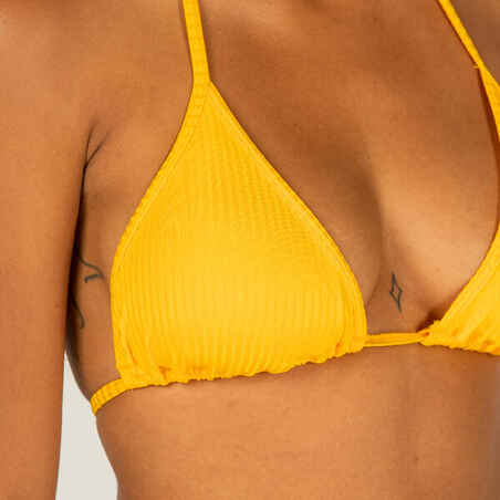 WOMEN'S SLIDING TRIANGLE SWIMSUIT TOP MAE Ribbed YELLOW