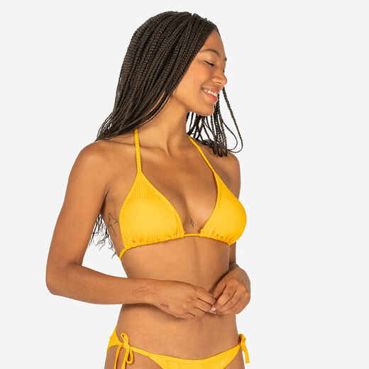 
      HAUT DE MAILLOT DE BAIN FEMME TRIANGLE COULISSANT MAE côtelé JAUNE
  