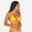Bikinitop voor dames Mae triangel met schuifcups ribstof geel