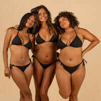 توب المايوه البيكيني مثلث الشكل بحمالة صدر مُبطنة للنساء - أسود