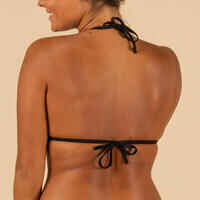 توب المايوه البيكيني مثلث الشكل بحمالة صدر مُبطنة للنساء - أسود