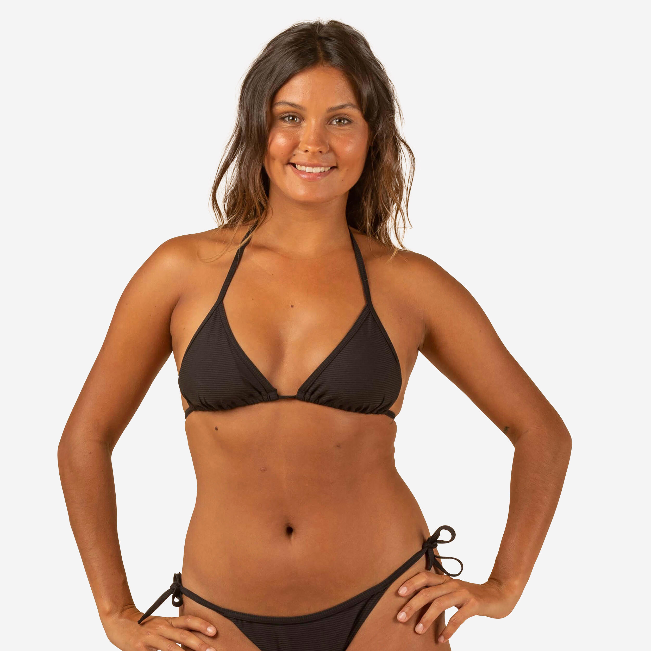 Olaian - Haut De Maillot De Bain Femme Triangle Coulissant Avec Coques Simy Noir - Haut De Maillot De Bain (bikini) - Surf Bodyboard Ski Nautique -