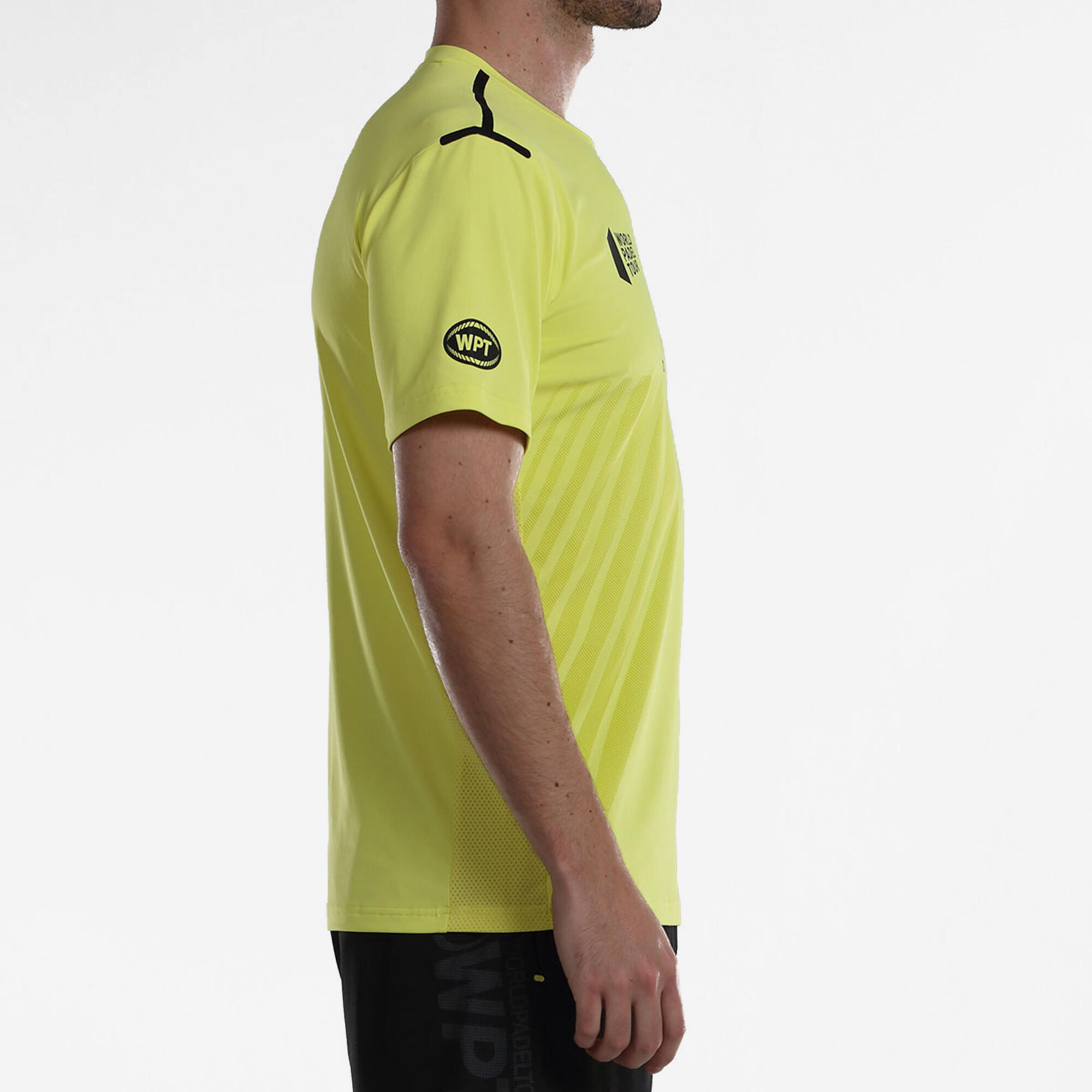T-shirt padel manches courtes - Bullpadel Logro jaune 3/4