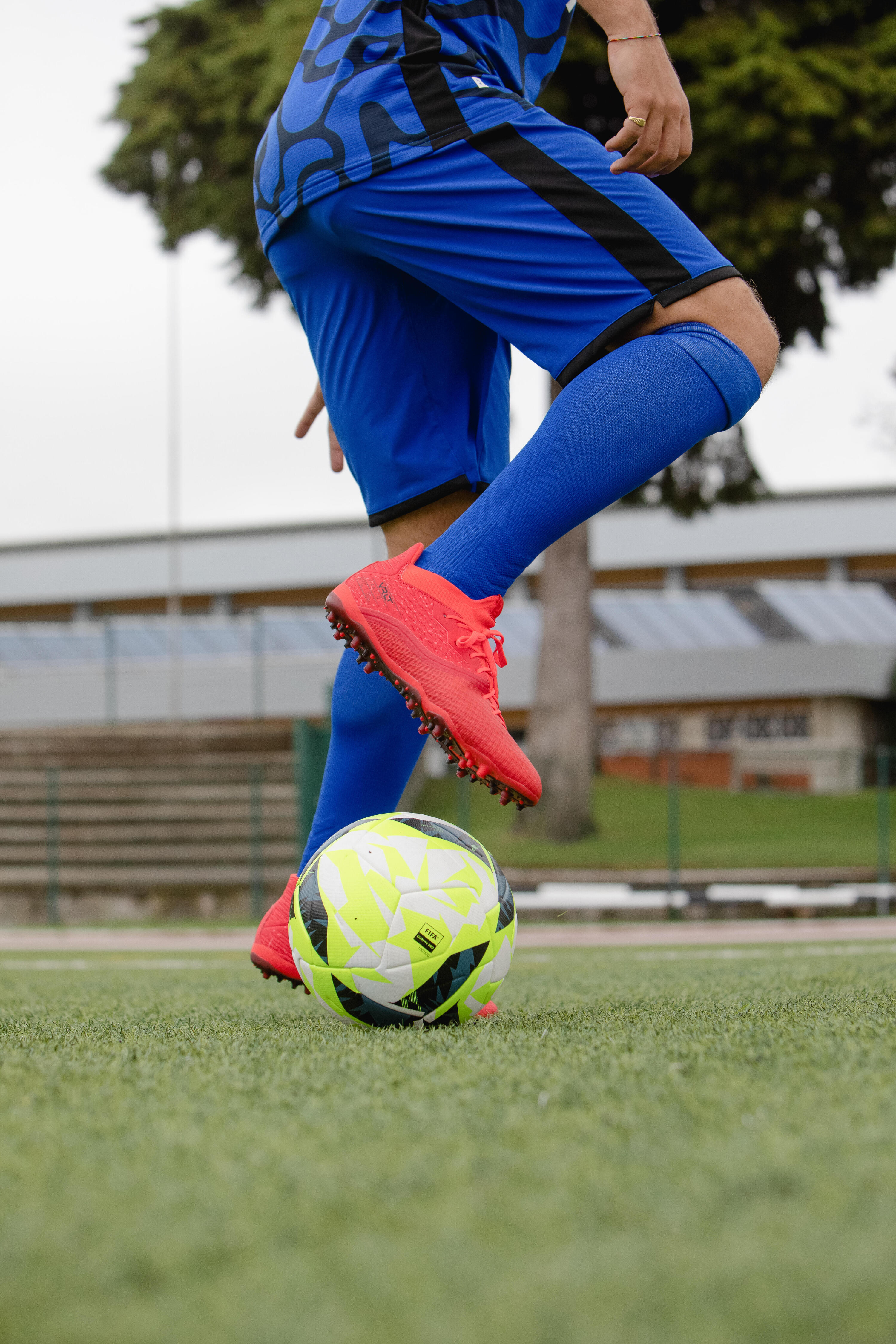 Calzettoni calcio adulto VIRALTO II lunghi blu 7/8