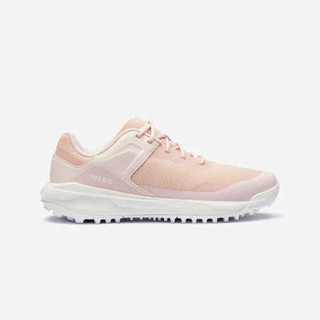 Beli in rožnati ženski čevlji za golf WW 500