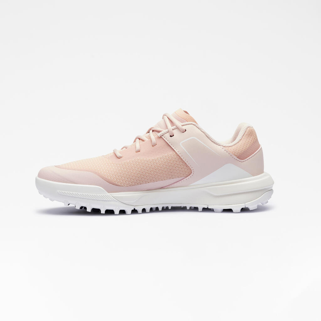 Cipele za golf WW 500 vodootporne ženske ružičasto-bijele