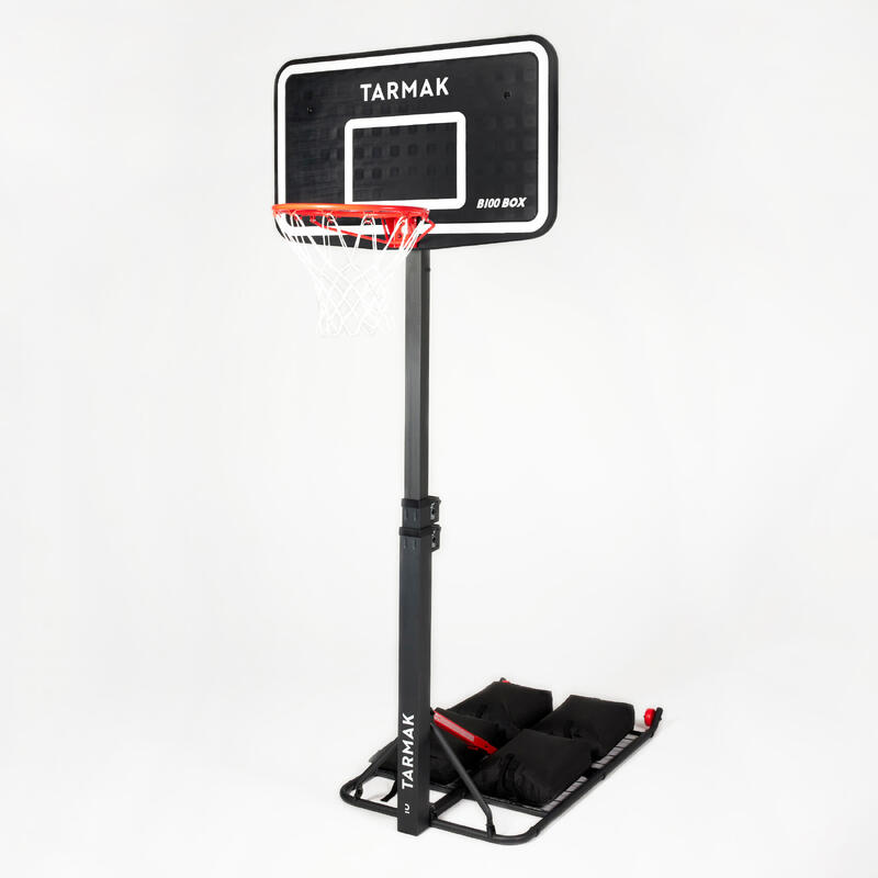 Inklapbare basketbalpaal B100 Easy Box op wielen verstelbaar 2,40 m tot 3,05 m
