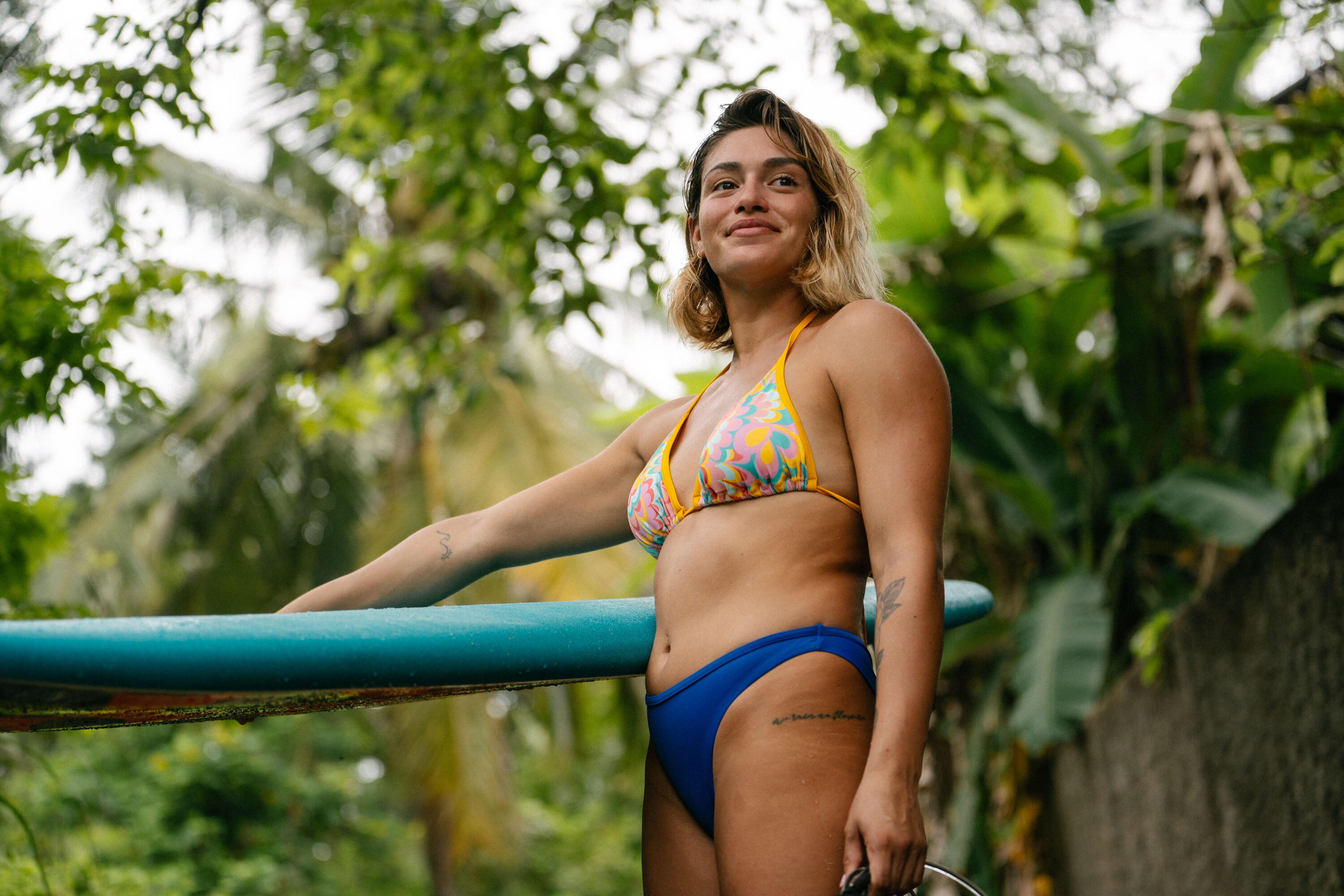 HAUT DE MAILLOT DE BAIN FEMME TRIANGLE COULISSANT MAE FLOWY JAUNE 13/19