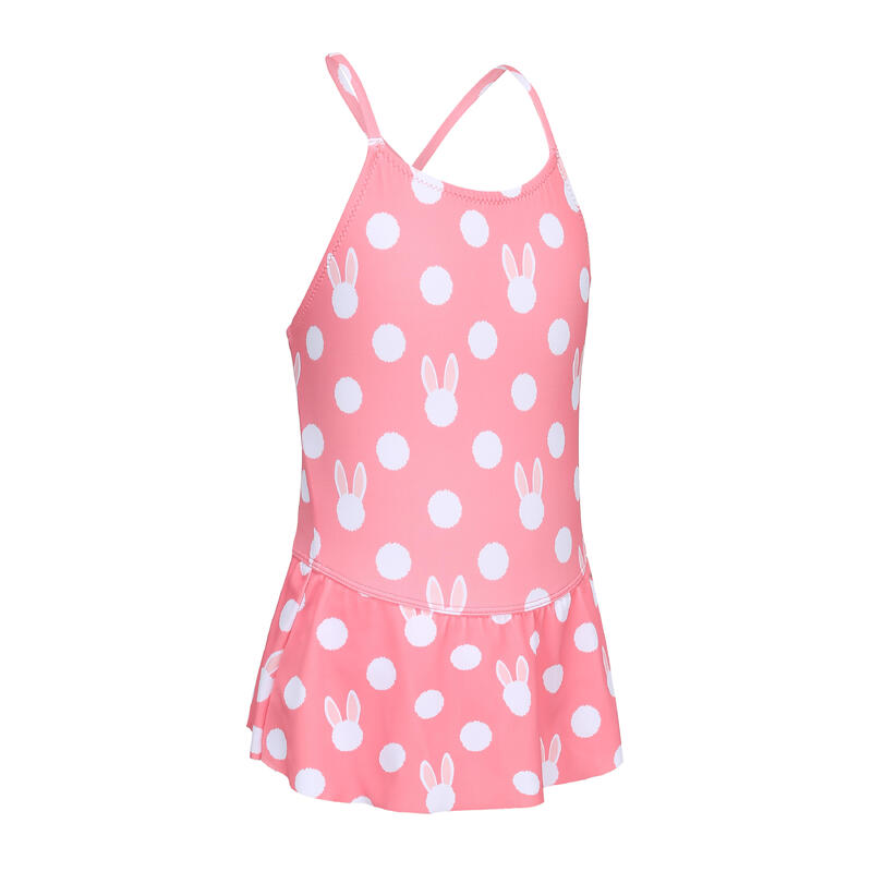 Lila 100 Girls Swimming One-Piece Swimsuit/Skirt - Pink