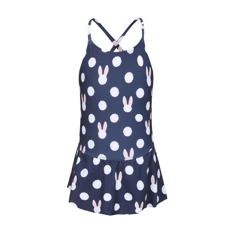 Lila Navy 100 Girls Swimming One-Piece Swimsuit/Skirt - Lily navy